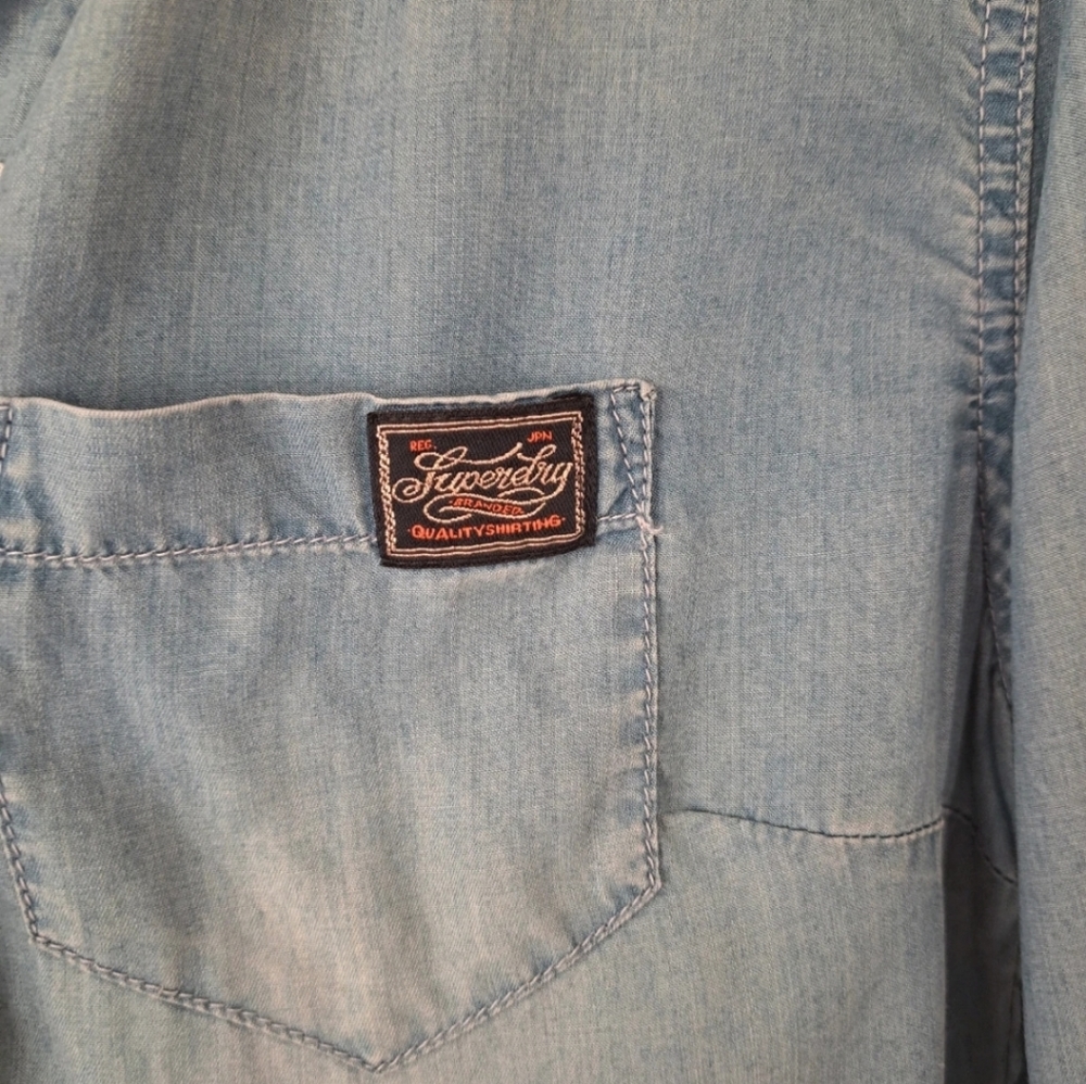 Superdry Size M Womens Button Up Long Sleeve Denim Shirt Collared. - Picture 6 of 11